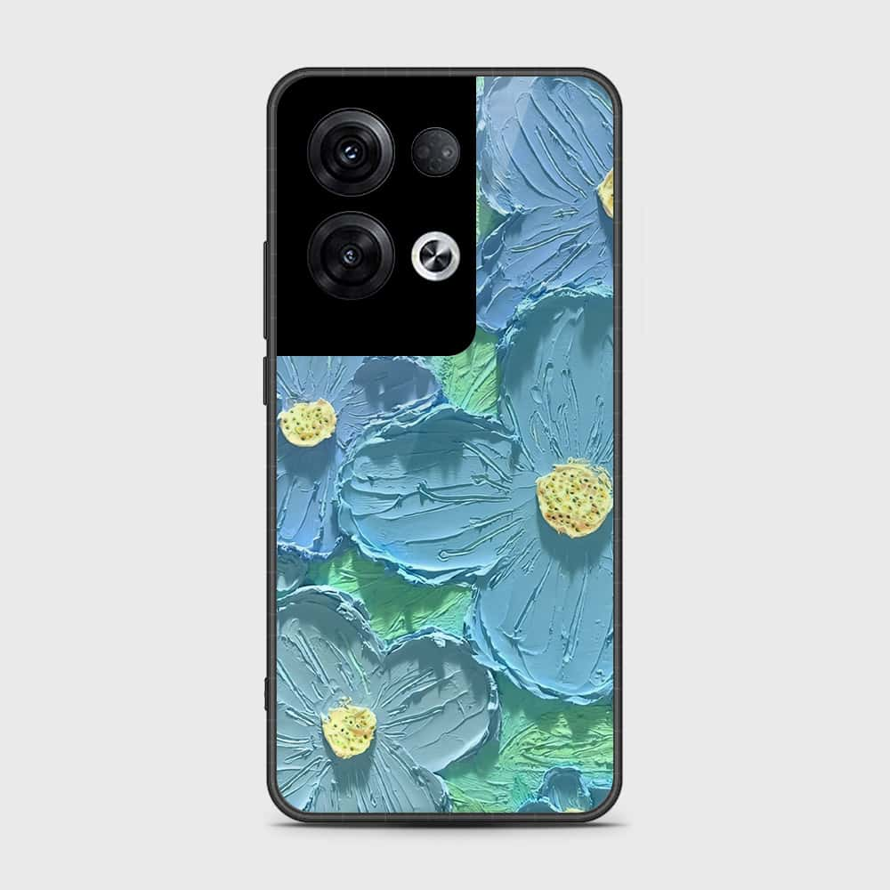 Oppo Reno 8 Pro Cover - Floral Series - Design 1 - Purple & Aqua - HQ Ultra Shine Premium Infinity Glass Soft Silicon Borders Case