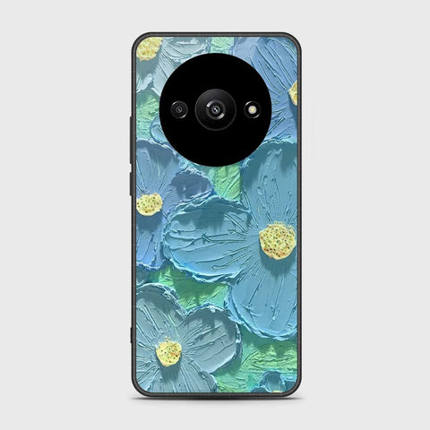 Xiaomi Redmi A3 Cover - Floral Series - Design 1 - Purple & Aqua - HQ Ultra Shine Premium Infinity Glass Soft Silicon Borders Case