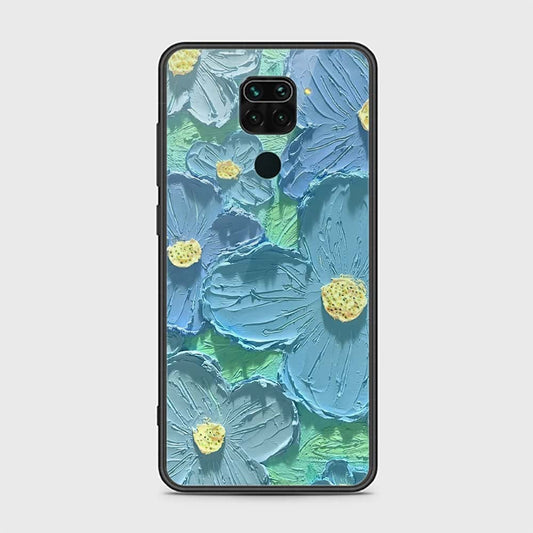 Xiaomi Redmi Note 9 Cover - Floral Series - Design 1 - Purple & Aqua - HQ Ultra Shine Premium Infinity Glass Soft Silicon Borders Case