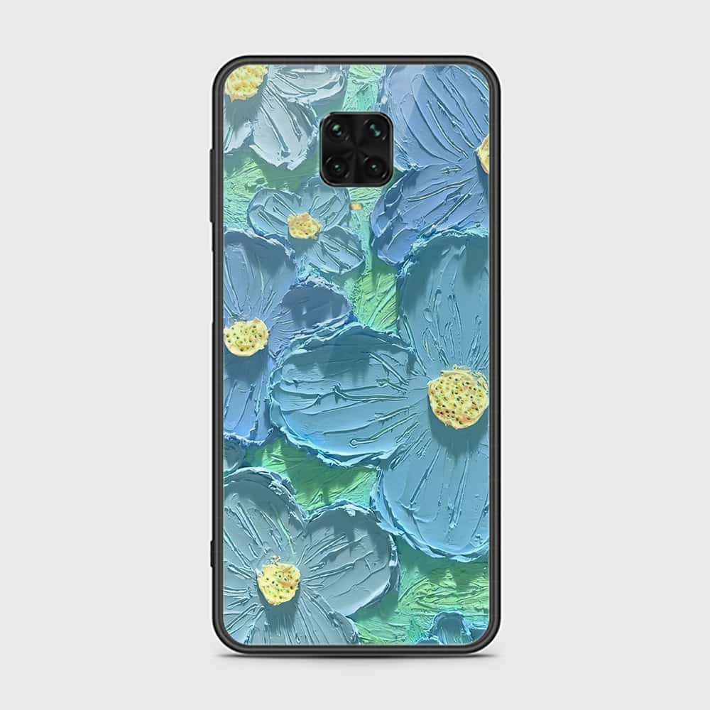 Xiaomi Redmi Note 9S Cover - Floral Series - Design 1 - Purple & Aqua - HQ Ultra Shine Premium Infinity Glass Soft Silicon Borders Case