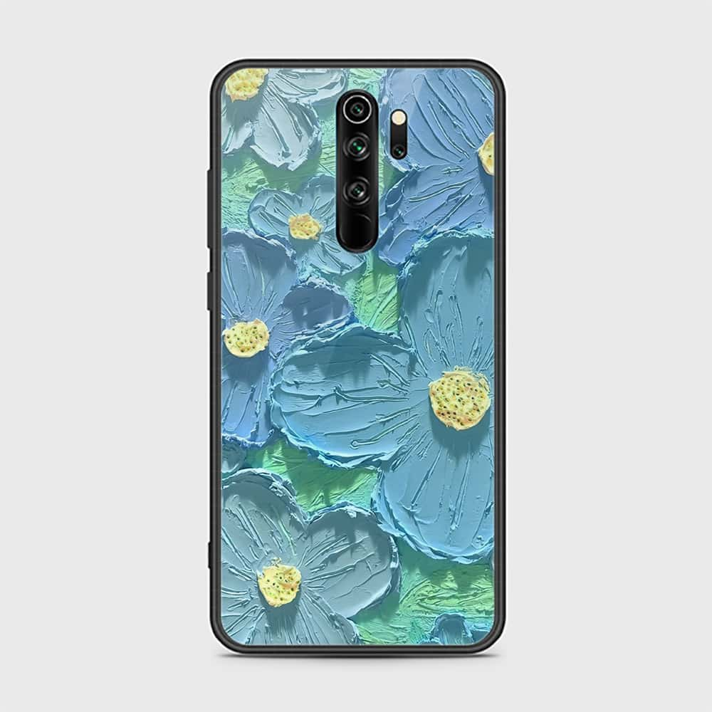 Xiaomi Redmi Note 8 Pro Cover - Floral Series - Design 1 - Purple & Aqua - HQ Ultra Shine Premium Infinity Glass Soft Silicon Borders Case