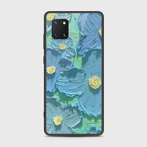 Samsung Galaxy Note 10 Lite Cover - Floral Series - Design 1 - Purple & Aqua - HQ Ultra Shine Premium Infinity Glass Soft Silicon Borders Case