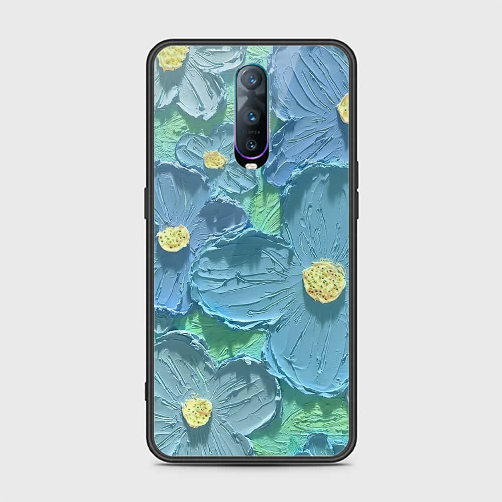 Oppo R17 Pro Cover - Floral Series - Design 1 - Purple & Aqua - HQ Ultra Shine Premium Infinity Glass Soft Silicon Borders Case