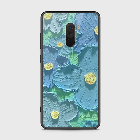 Xiaomi Pocophone F1 Cover - Floral Series - Design 1 - Purple & Aqua - HQ Ultra Shine Premium Infinity Glass Soft Silicon Borders Case