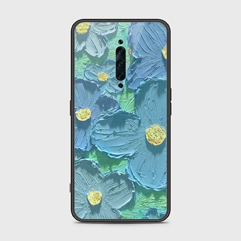 Oppo Reno 2Z Cover - Floral Series - Design 1 - Purple & Aqua - HQ Ultra Shine Premium Infinity Glass Soft Silicon Borders Case