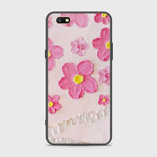 Oppo A77 Cover - Floral Series - Design 2 - Pink - HQ Ultra Shine Premium Infinity Glass Soft Silicon Borders Case