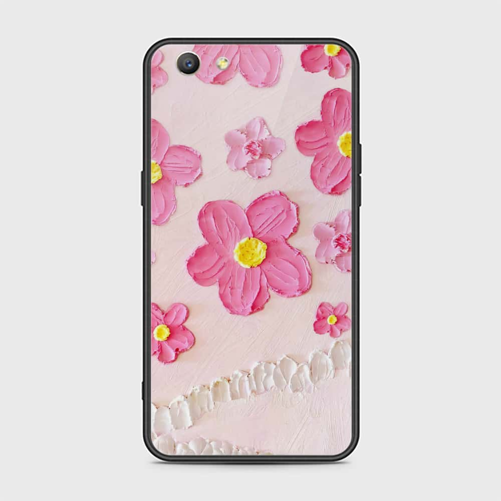 Oppo A59 Cover - Floral Series - Design 2 - Pink - HQ Ultra Shine Premium Infinity Glass Soft Silicon Borders Case