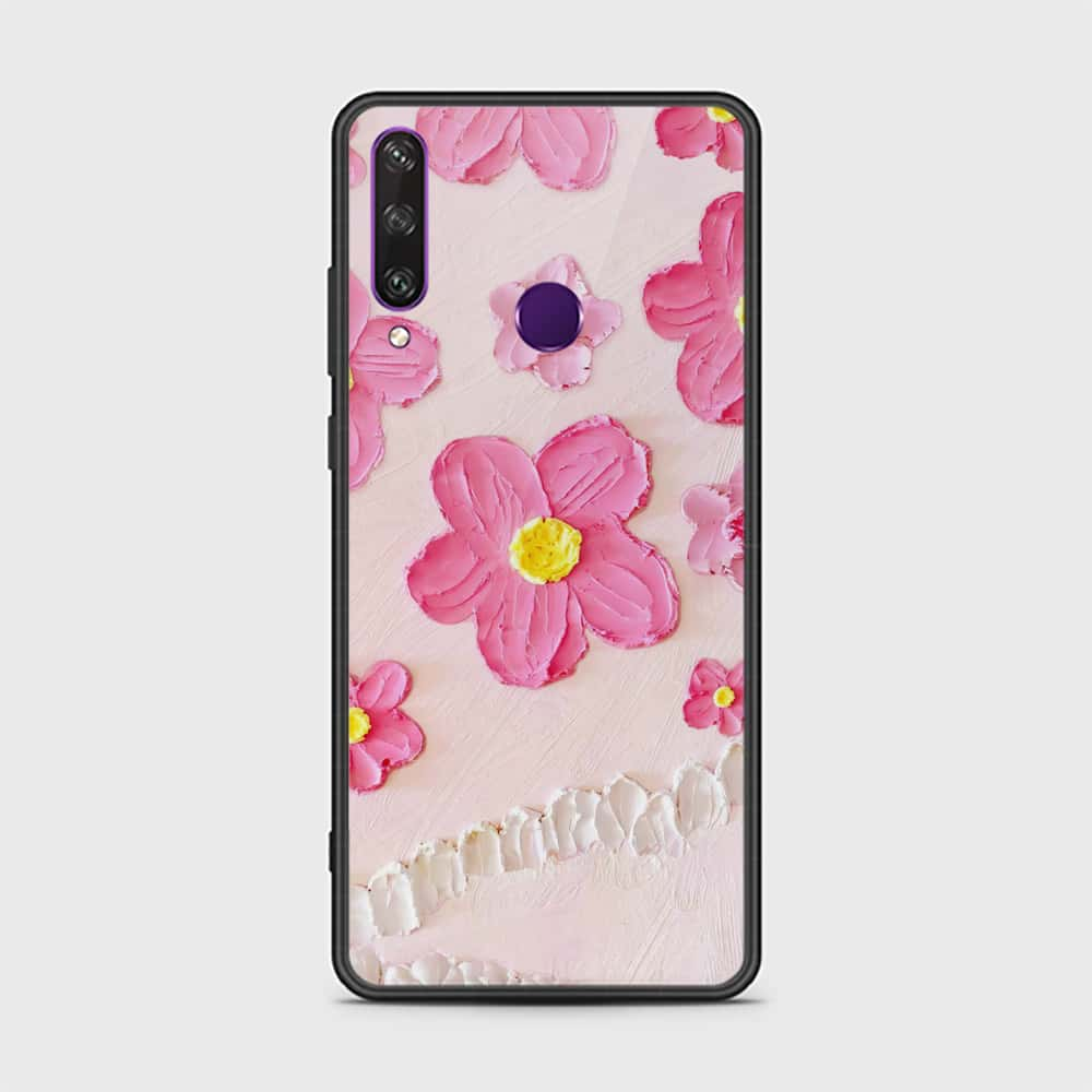 Huawei Y6p Cover - Floral Series - Design 2 - Pink - HQ Ultra Shine Premium Infinity Glass Soft Silicon Borders Case