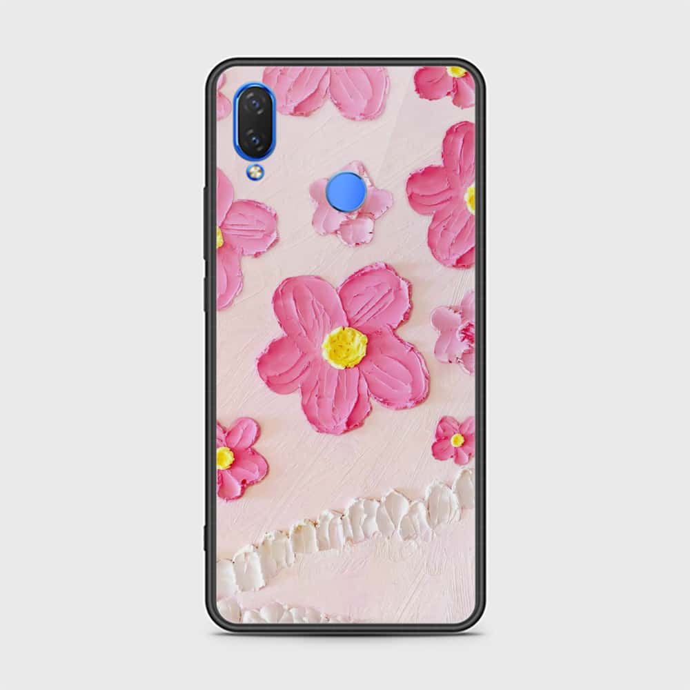 Huawei Y7 Prime 2019 Cover - Floral Series - Design 2 - Pink - HQ Ultra Shine Premium Infinity Glass Soft Silicon Borders Case
