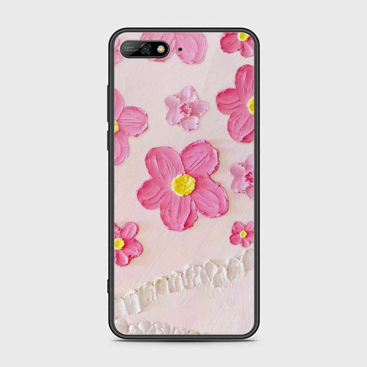 Honor 7A Cover - Floral Series - Design 2 - Pink - HQ Ultra Shine Premium Infinity Glass Soft Silicon Borders Case