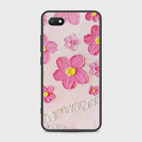 Huawei Y5 Prime 2018 Cover - Floral Series - Design 2 - Pink - HQ Ultra Shine Premium Infinity Glass Soft Silicon Borders Case