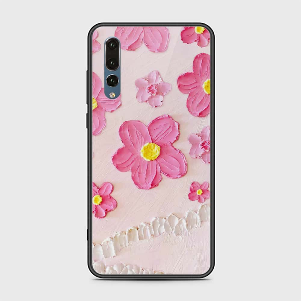 Huawei P20 Pro Cover - Floral Series - Design 2 - Pink - HQ Ultra Shine Premium Infinity Glass Soft Silicon Borders Case