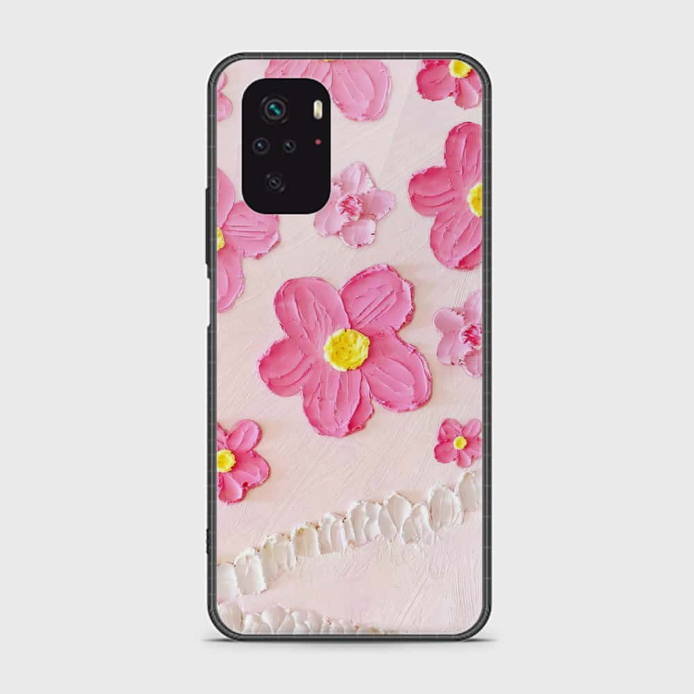 Xiaomi Redmi Note 10 4G Cover - Floral Series - Design 2 - Pink - HQ Ultra Shine Premium Infinity Glass Soft Silicon Borders Case