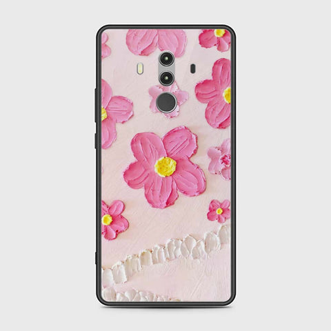 Huawei Mate 10 Pro Cover - Floral Series - Design 2 - Pink - HQ Ultra Shine Premium Infinity Glass Soft Silicon Borders Case