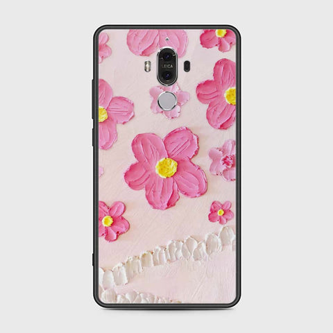 Huawei Mate 9 Cover - Floral Series - Design 2 - Pink - HQ Ultra Shine Premium Infinity Glass Soft Silicon Borders Case