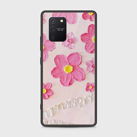 Samsung Galaxy A91 Cover - Floral Series - Design 2 - Pink - HQ Ultra Shine Premium Infinity Glass Soft Silicon Borders Case