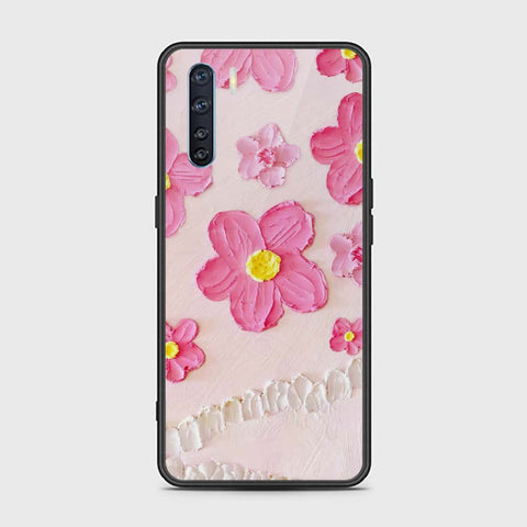 Oppo Reno 3 Cover - Floral Series - Design 2 - Pink - HQ Ultra Shine Premium Infinity Glass Soft Silicon Borders Case