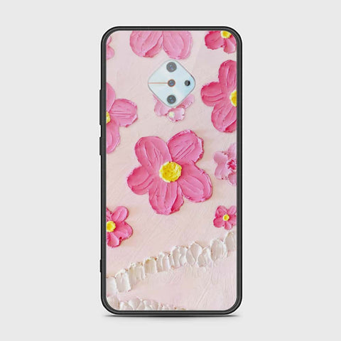 Vivo S1 Pro Cover - Floral Series - Design 2 - Pink - HQ Ultra Shine Premium Infinity Glass Soft Silicon Borders Case