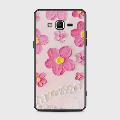 Samsung Galaxy Grand Prime Cover - Floral Series - Design 2 - Pink - HQ Ultra Shine Premium Infinity Glass Soft Silicon Borders Case