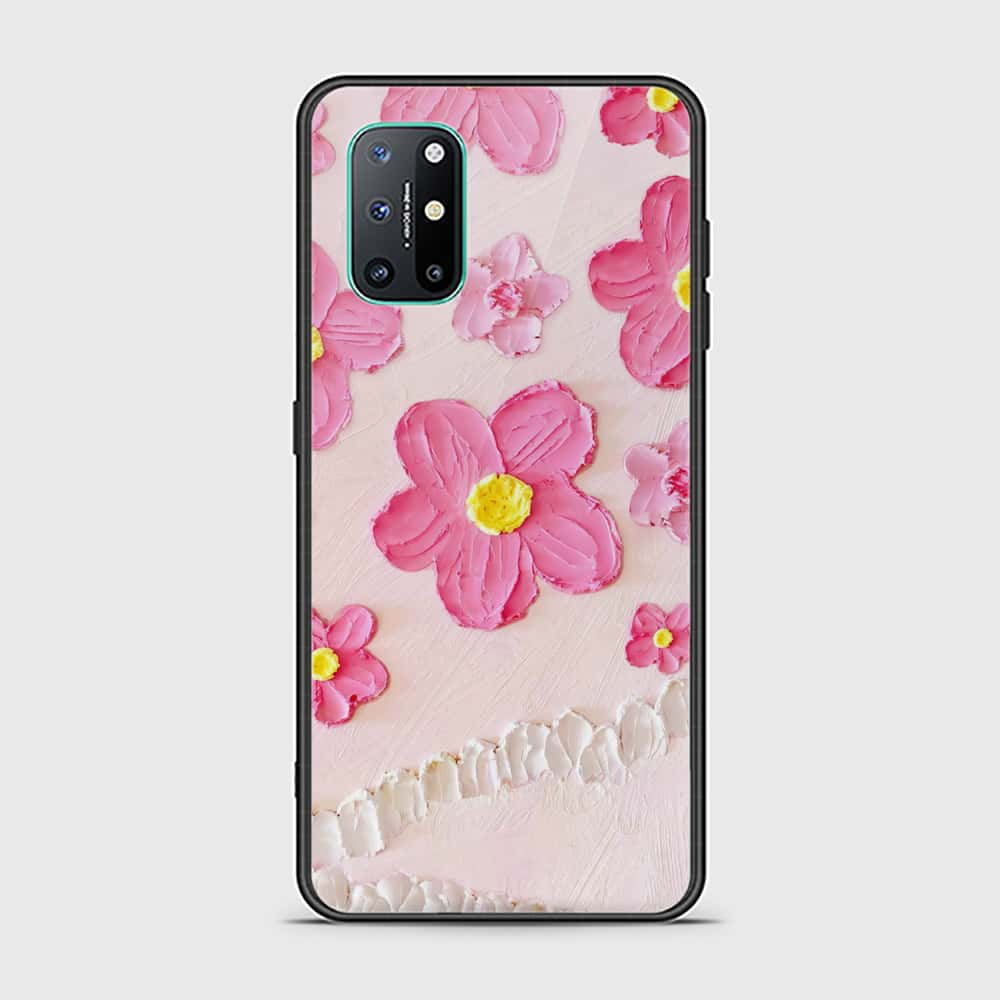 OnePlus 8T Cover - Floral Series - Design 2 - Pink - HQ Ultra Shine Premium Infinity Glass Soft Silicon Borders Case