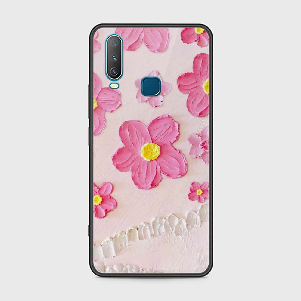 Vivo Y12 Cover - Floral Series - Design 2 - Pink - HQ Ultra Shine Premium Infinity Glass Soft Silicon Borders Case