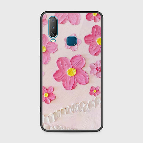 Vivo Y15 Cover - Floral Series - Design 2 - Pink - HQ Ultra Shine Premium Infinity Glass Soft Silicon Borders Case