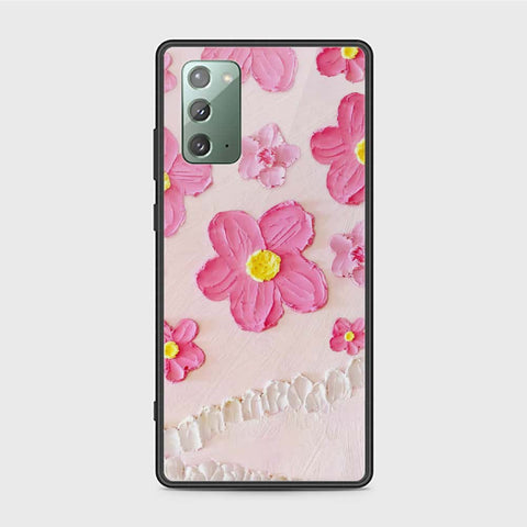 Samsung Galaxy Note 20 Cover - Floral Series - Design 2 - Pink - HQ Ultra Shine Premium Infinity Glass Soft Silicon Borders Case