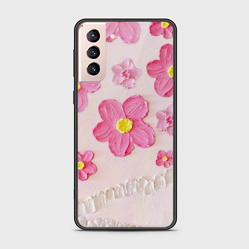 Samsung Galaxy S21 5G Cover - Floral Series - Design 2 - Pink - HQ Ultra Shine Premium Infinity Glass Soft Silicon Borders Case