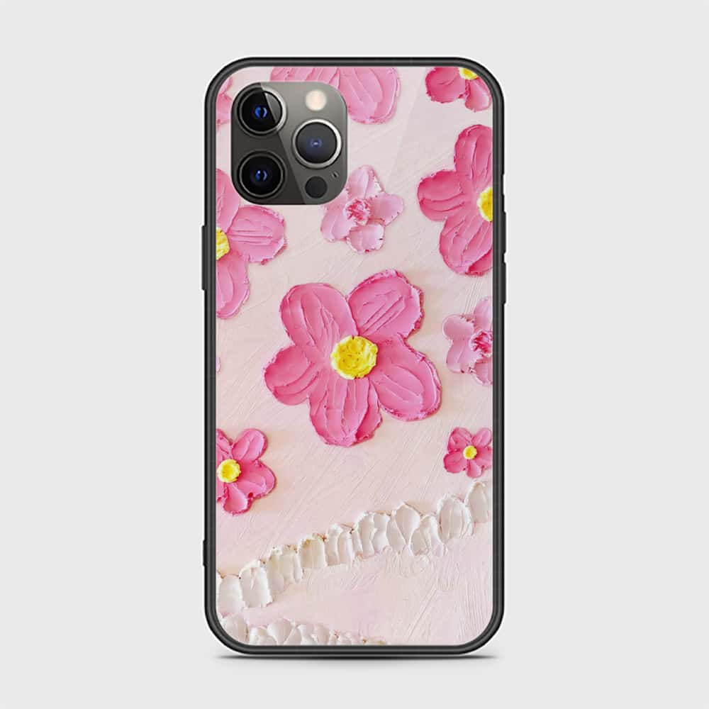 iPhone 12 Pro Cover - Floral Series - Design 2 - Pink - HQ Ultra Shine Premium Infinity Glass Soft Silicon Borders Case