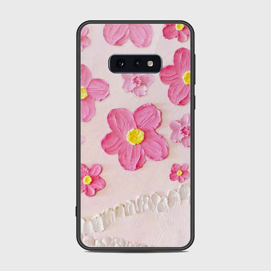 Samsung Galaxy S10e Cover - Floral Series - Design 2 - Pink - HQ Ultra Shine Premium Infinity Glass Soft Silicon Borders Case