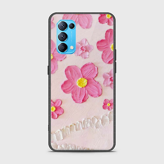 Oppo Find X3 Lite Cover - Floral Series - Design 2 - Pink - HQ Ultra Shine Premium Infinity Glass Soft Silicon Borders Case