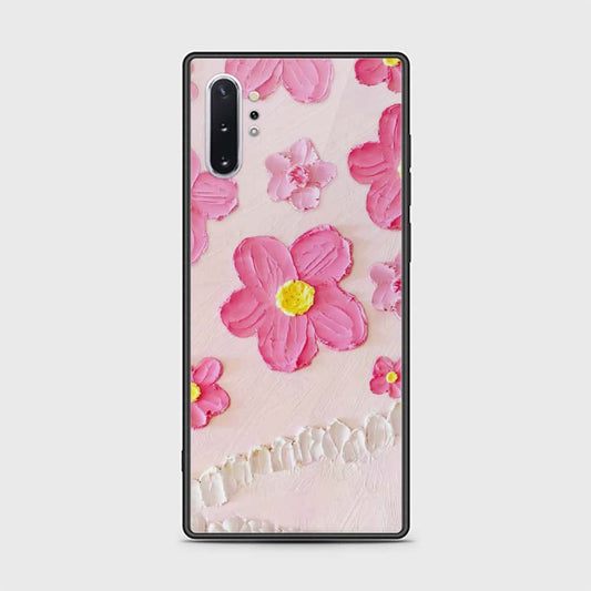 Samsung Galaxy Note 10 Plus Cover - Floral Series - Design 2 - Pink - HQ Ultra Shine Premium Infinity Glass Soft Silicon Borders Case