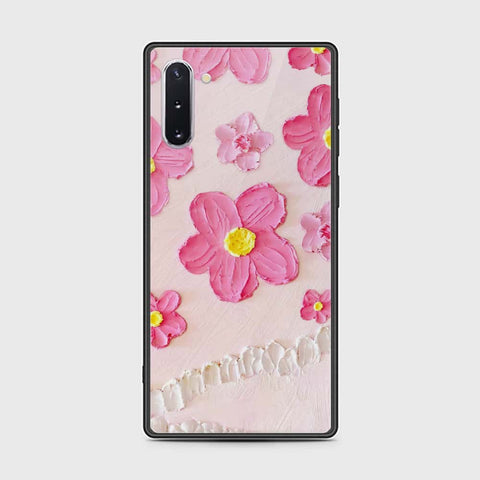 Samsung Galaxy Note 10  Cover - Floral Series - Design 2 - Pink - HQ Ultra Shine Premium Infinity Glass Soft Silicon Borders Case