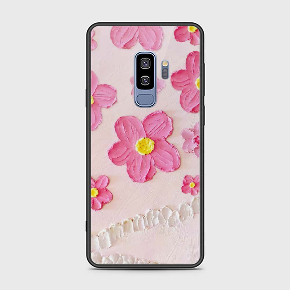 Samsung Galaxy S9 Plus Cover - Floral Series - Design 2 - Pink - HQ Ultra Shine Premium Infinity Glass Soft Silicon Borders Case