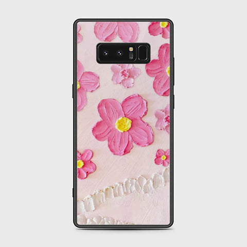 Samsung Galaxy Note 8 Cover - Floral Series - Design 2 - Pink - HQ Ultra Shine Premium Infinity Glass Soft Silicon Borders Case