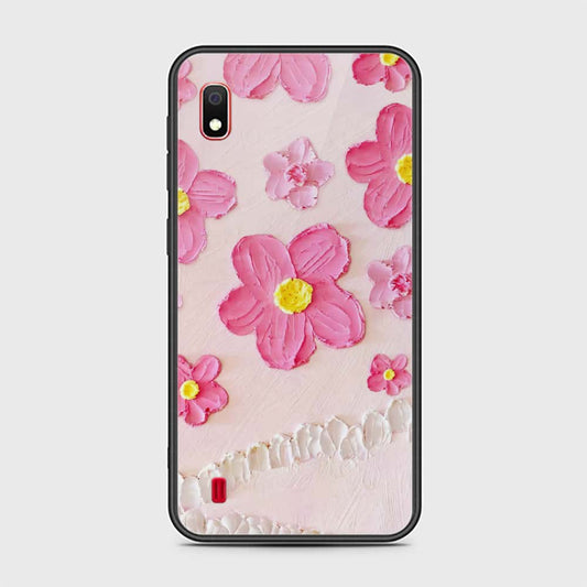 Samsung Galaxy A10 Cover - Floral Series - Design 2  - Pink - HQ Ultra Shine Premium Infinity Glass Soft Silicon Borders Case