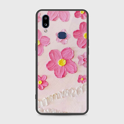 Samsung Galaxy A10s Cover - Floral Series - Design 2 - Pink - HQ Ultra Shine Premium Infinity Glass Soft Silicon Borders Case