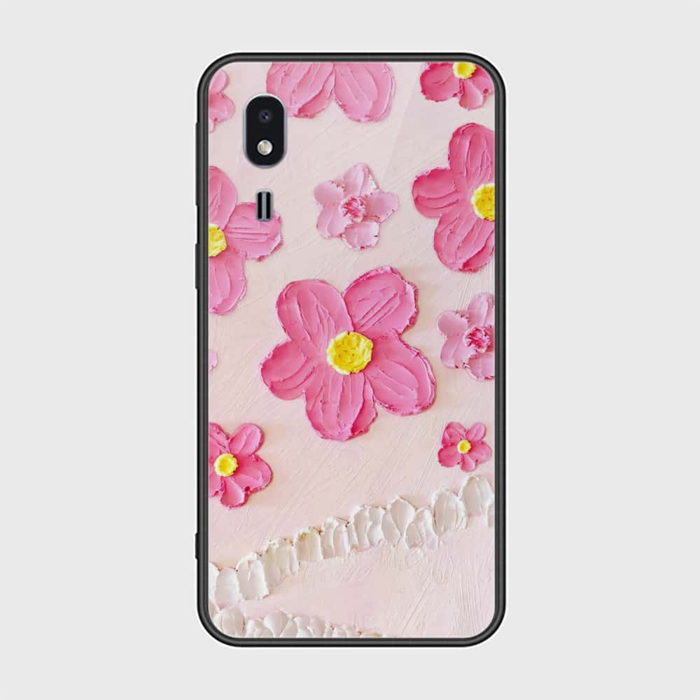 Samsung Galaxy A2 Core Cover - Floral Series - Design 2 - Pink - HQ Ultra Shine Premium Infinity Glass Soft Silicon Borders Case