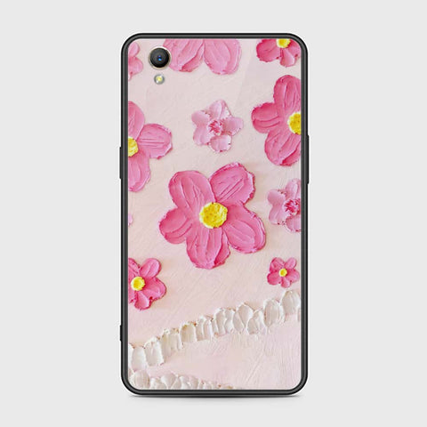 Oppo A37 Cover - Floral Series - Design 2 - Pink - HQ Ultra Shine Premium Infinity Glass Soft Silicon Borders Case