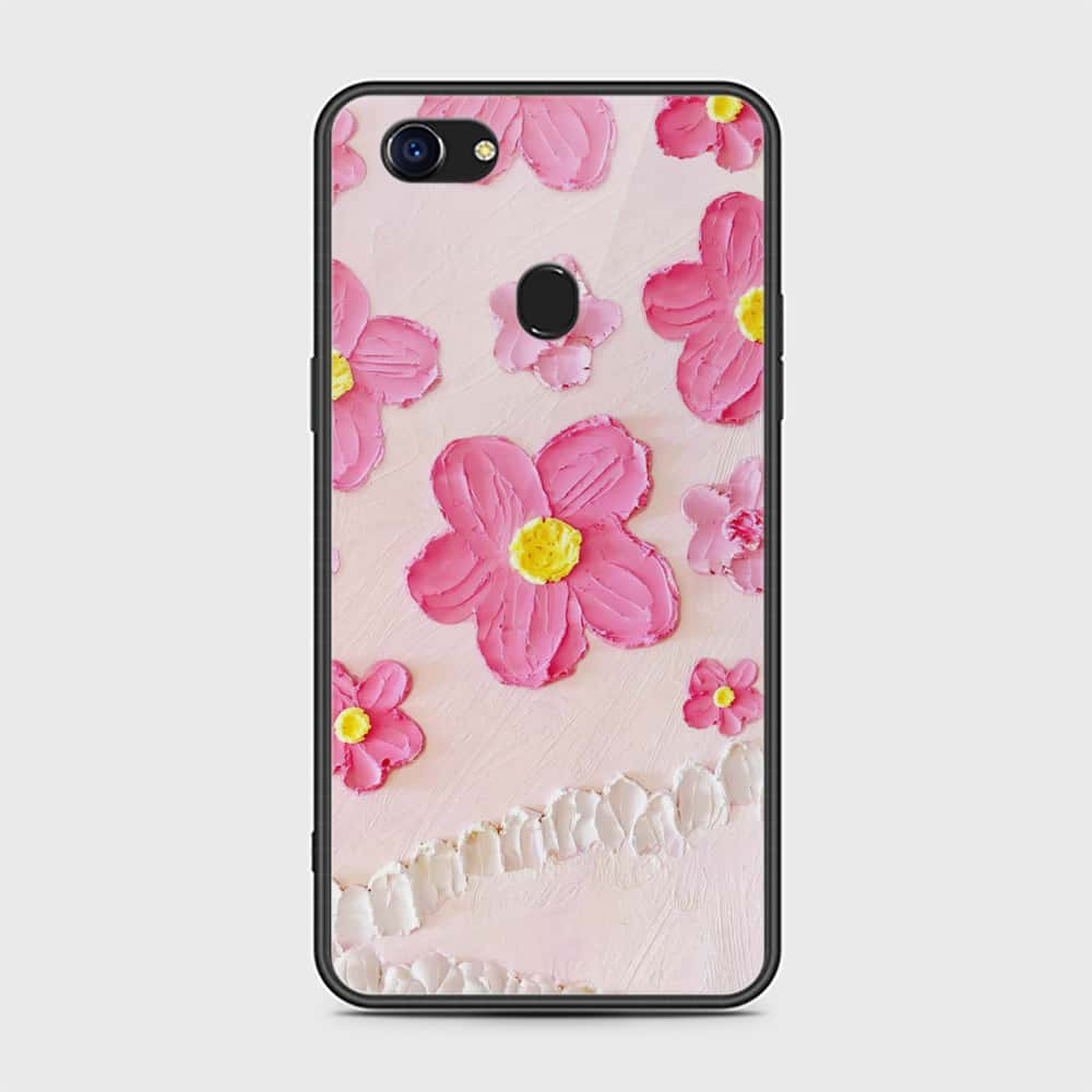 Oppo F5 Cover - Floral Series - Design 2 - Pink - HQ Ultra Shine Premium Infinity Glass Soft Silicon Borders Case