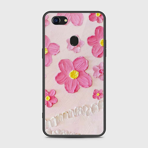 Oppo F5 Cover - Floral Series - Design 2 - Pink - HQ Ultra Shine Premium Infinity Glass Soft Silicon Borders Case