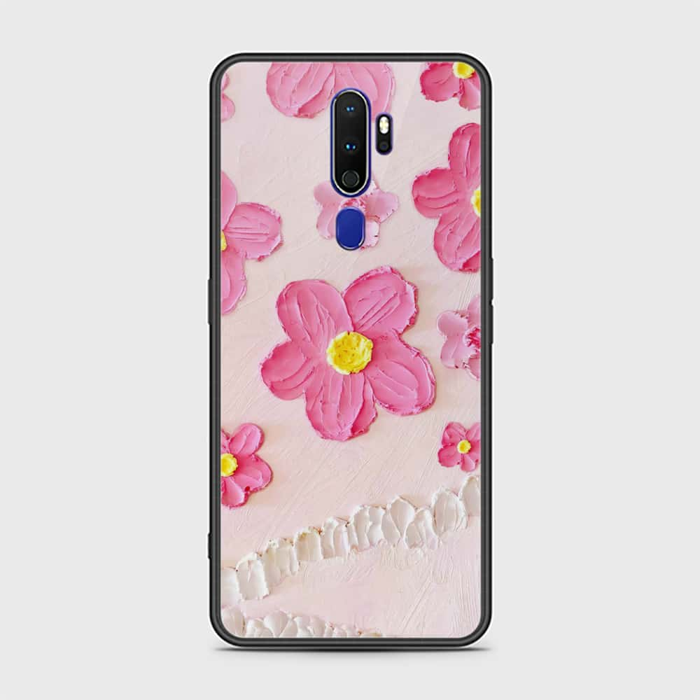 Oppo A5 2020 Cover - Floral Series - Design 2 - Pink - HQ Ultra Shine Premium Infinity Glass Soft Silicon Borders Case