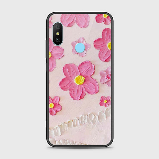 Redmi 6 Pro Cover - Floral Series - Design 2 - Pink - HQ Ultra Shine Premium Infinity Glass Soft Silicon Borders Case