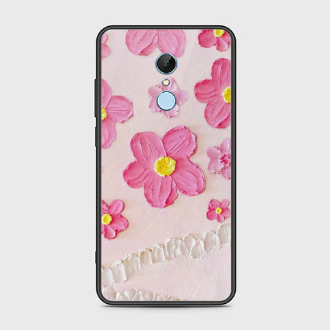 Redmi 5 Plus Cover - Floral Series - Design 2 - Pink - HQ Ultra Shine Premium Infinity Glass Soft Silicon Borders Case