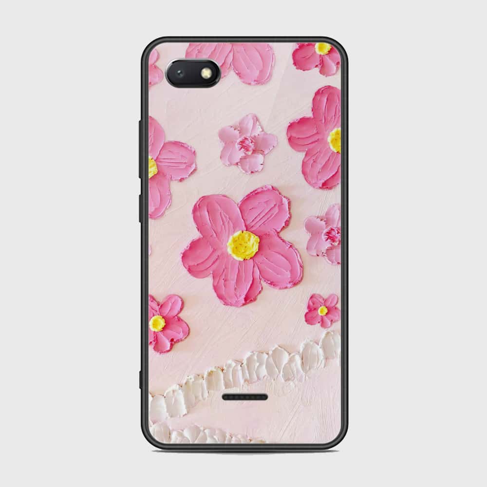 Xiaomi Redmi 6A Cover - Floral Series - Design 2 - Pink - HQ Ultra Shine Premium Infinity Glass Soft Silicon Borders Case