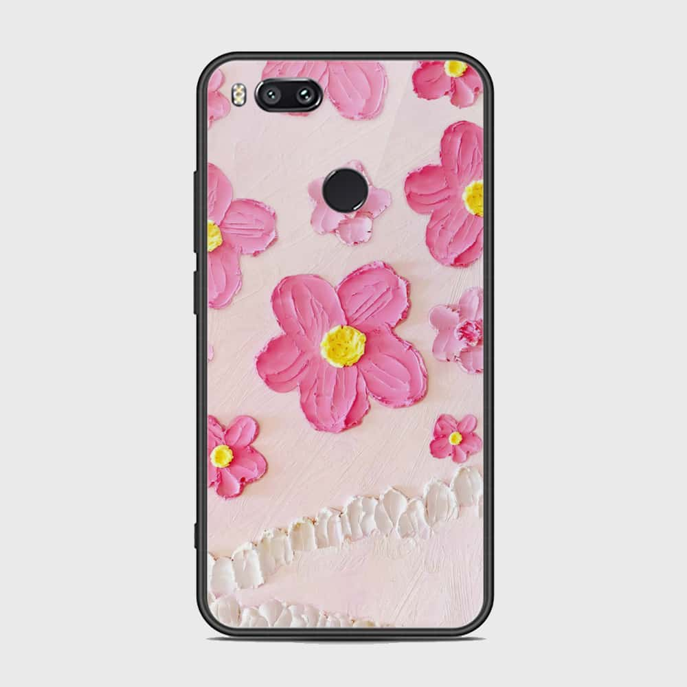 Xiaomi Redmi A1 Cover - Floral Series - Design 2 - Pink - HQ Ultra Shine Premium Infinity Glass Soft Silicon Borders Case