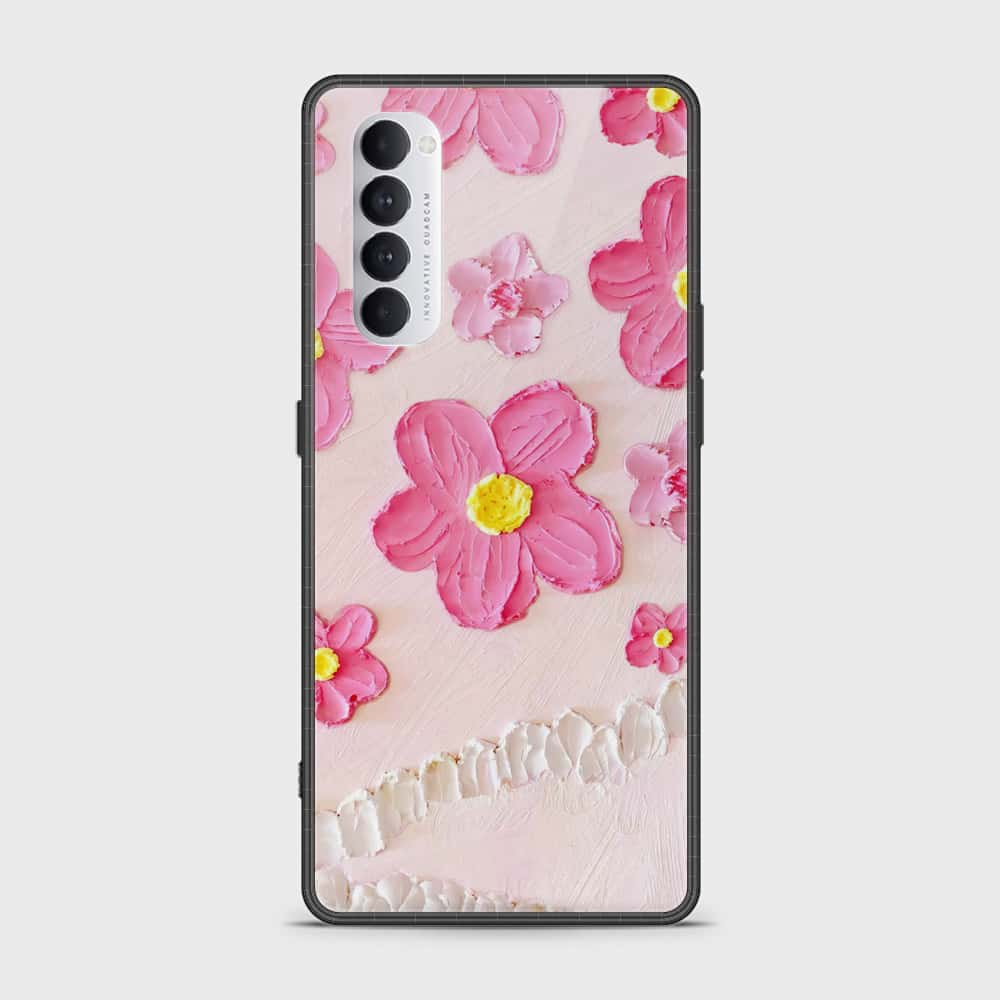 Oppo Reno 4 Pro Cover - Floral Series - Design 2 - Pink - HQ Ultra Shine Premium Infinity Glass Soft Silicon Borders Case