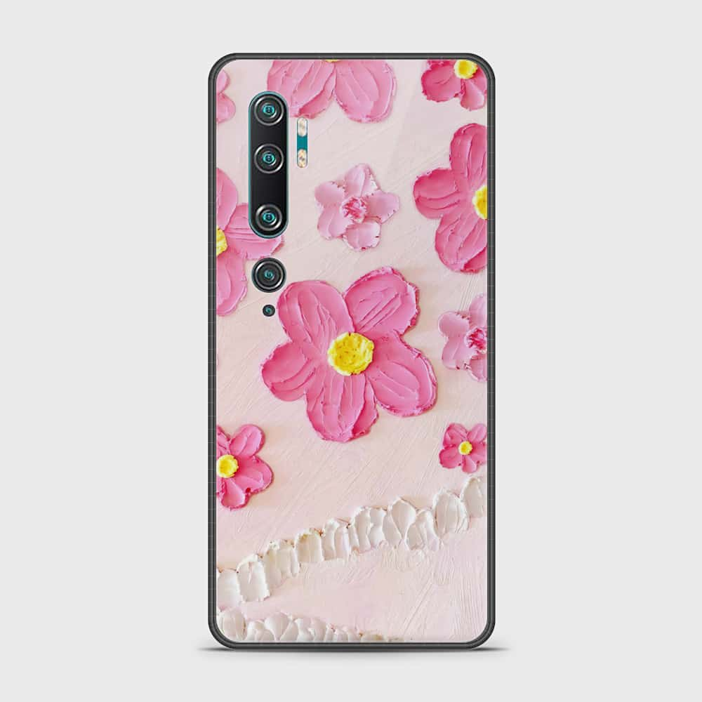 Xiaomi Mi CC9 Pro Cover - Floral Series - Design 2 - Pink - HQ Ultra Shine Premium Infinity Glass Soft Silicon Borders Case