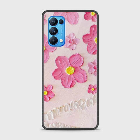 Oppo Reno 5 Pro Cover - Floral Series - Design 2 - Pink - HQ Ultra Shine Premium Infinity Glass Soft Silicon Borders Case