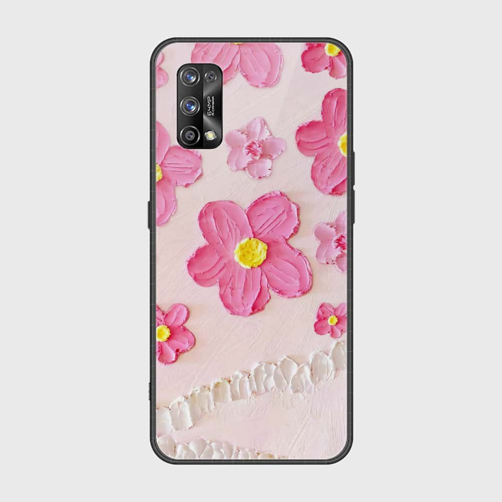 Realme 7 Pro Cover - Floral Series - Design 2 - Pink - HQ Ultra Shine Premium Infinity Glass Soft Silicon Borders Case